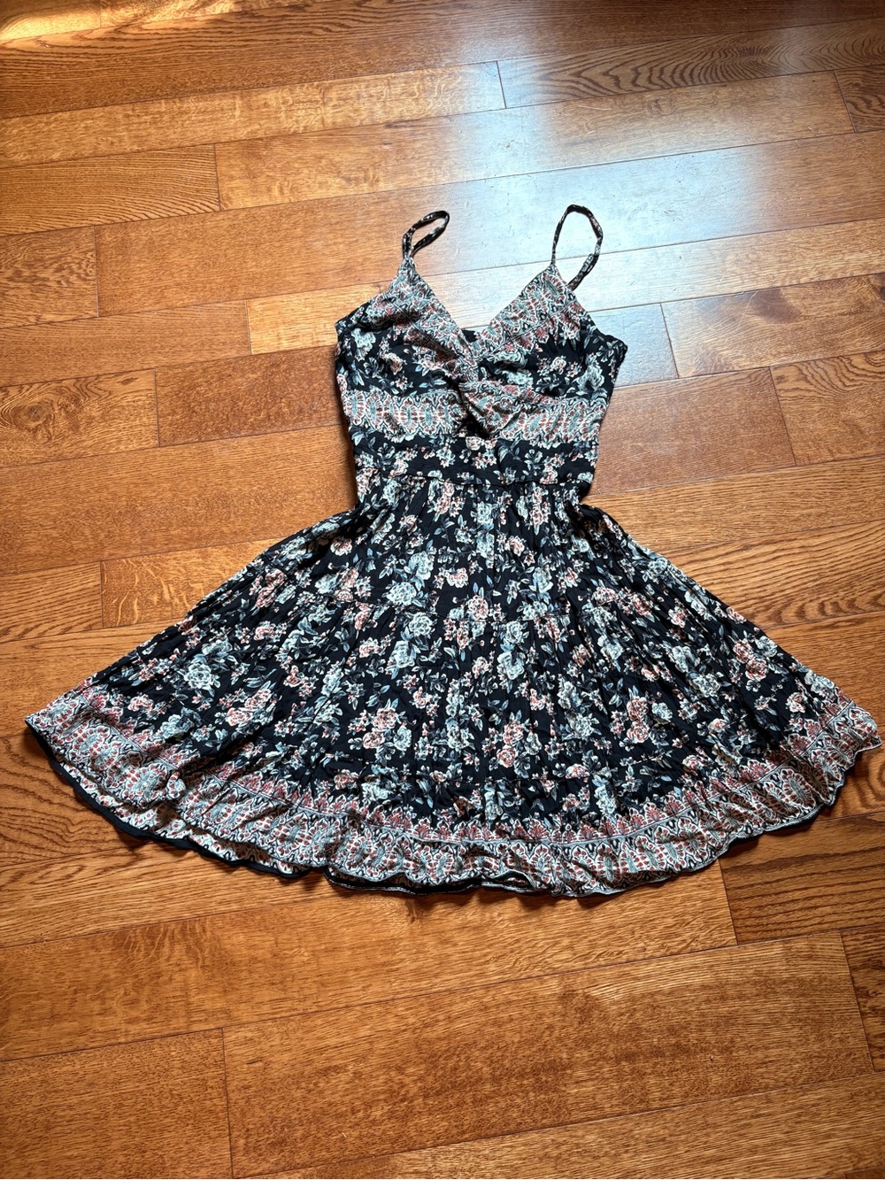 Angie Black Floral Mini Dress